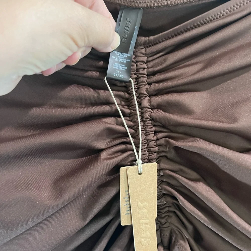 SKIMS COCOA RUCHED MINI SWIM SKIRT NWT SIZE 3X